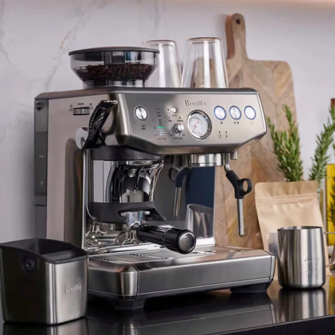 Breville Barista Express Impress Espresso Machine in Brushed Stainless ... Breville Barista Express Espresso Machine with Built-In Grinder