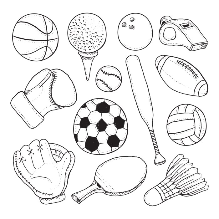 Hand drawn Sport Equipments 6205560 Vector Art at Vecteezy Sport equipments