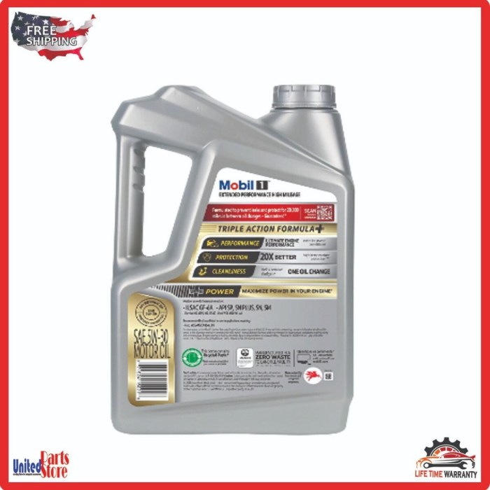 Mobil 1 Full Synthetic Motor Oil 5W-30 for High Mileage Cars